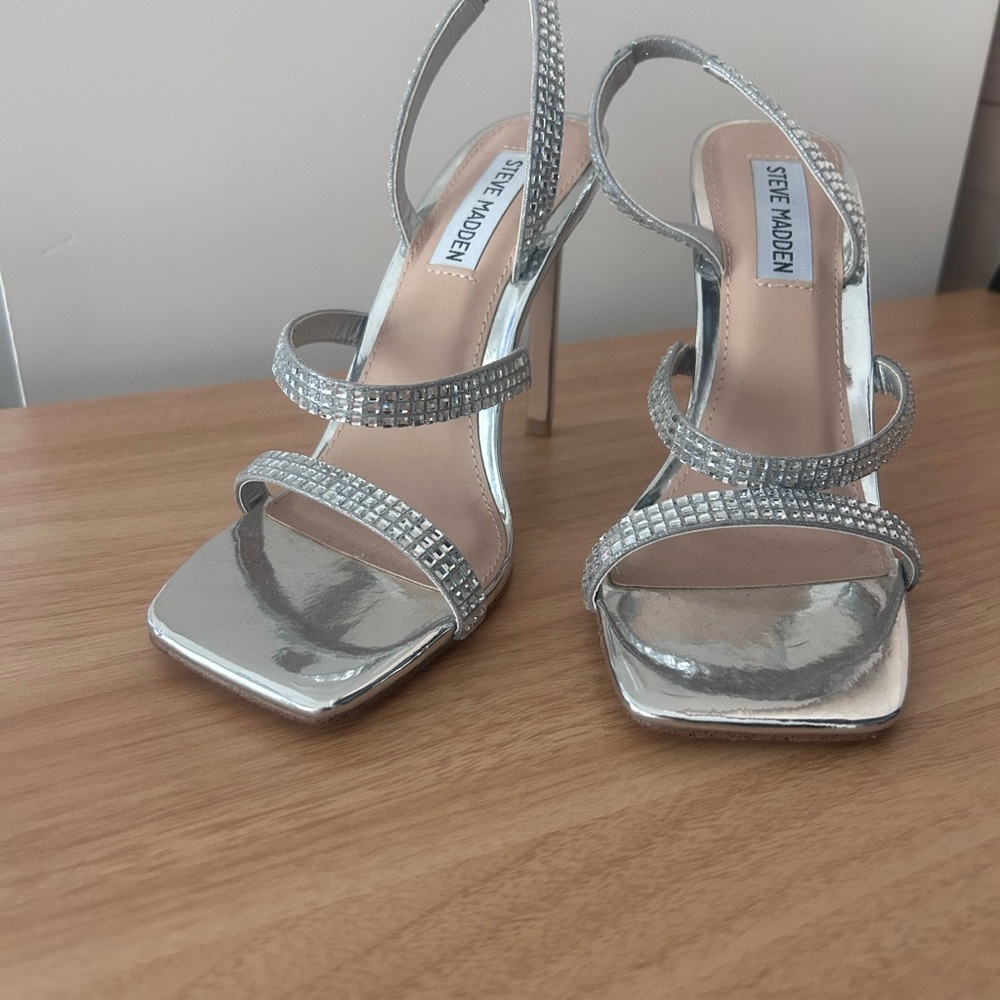 Steve Madden Silver Strappy Heels